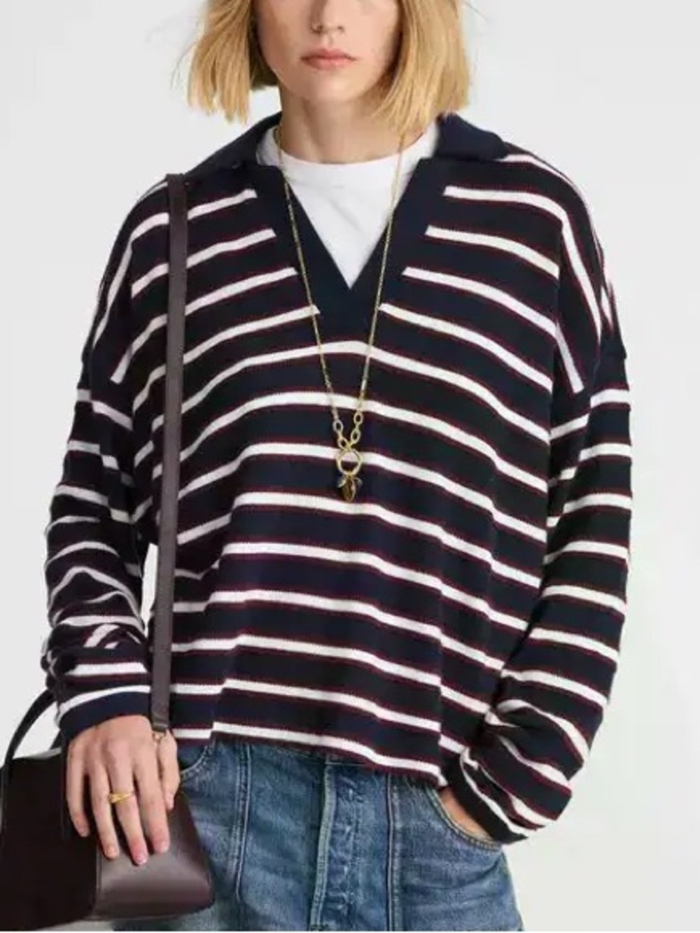 Made-well Relaxed Polo Shirt in Stripe Mau Mau Midnight Dar Preppy academia S